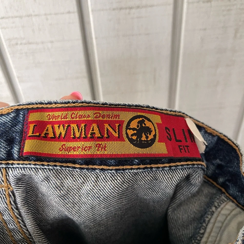 ✨ Vintage Lawman Western Jeans High Rise Tapered Dark Wash 26 - Picture 5 of 9